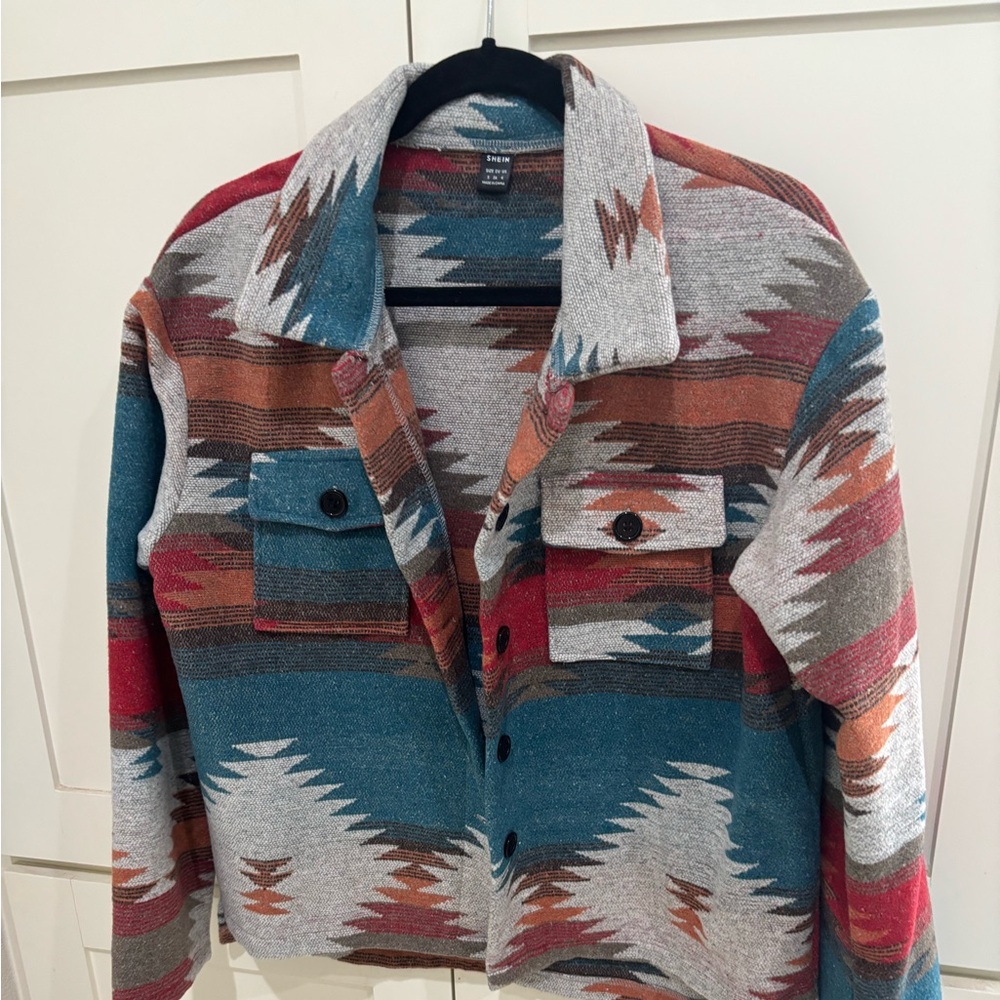 SHEIN Multicolor Aztec Pattern Jacket